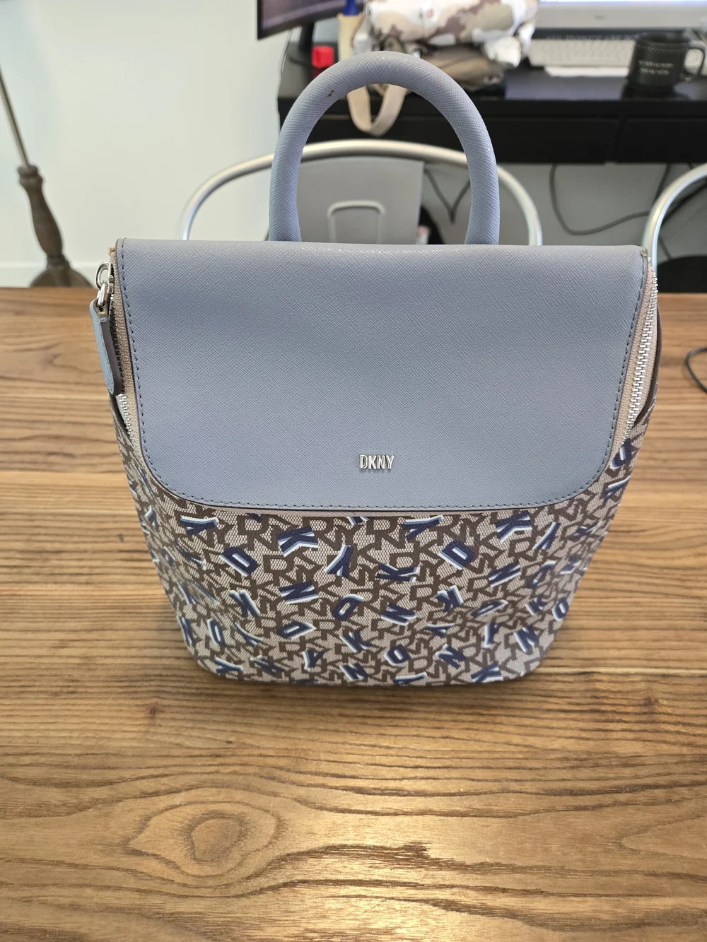 DKNY Blue Logo-Print Convertible Backpack